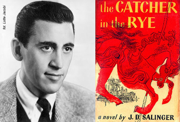 J.D. Salinger i okładka pierwszego wydania "Buszującego w zbożu".
