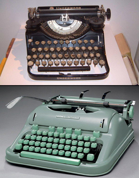 Jack Kerouac - Underwood (przenośna) i Hermes 3000 (nr seryjny 3337316, ostatnia maszyna pisarza).