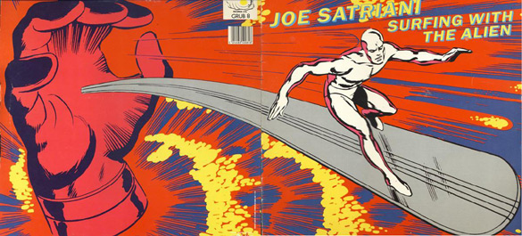 Okładka Jacka Kirby'ego do płyt Joego Satrianiego "Surfing with the alien".