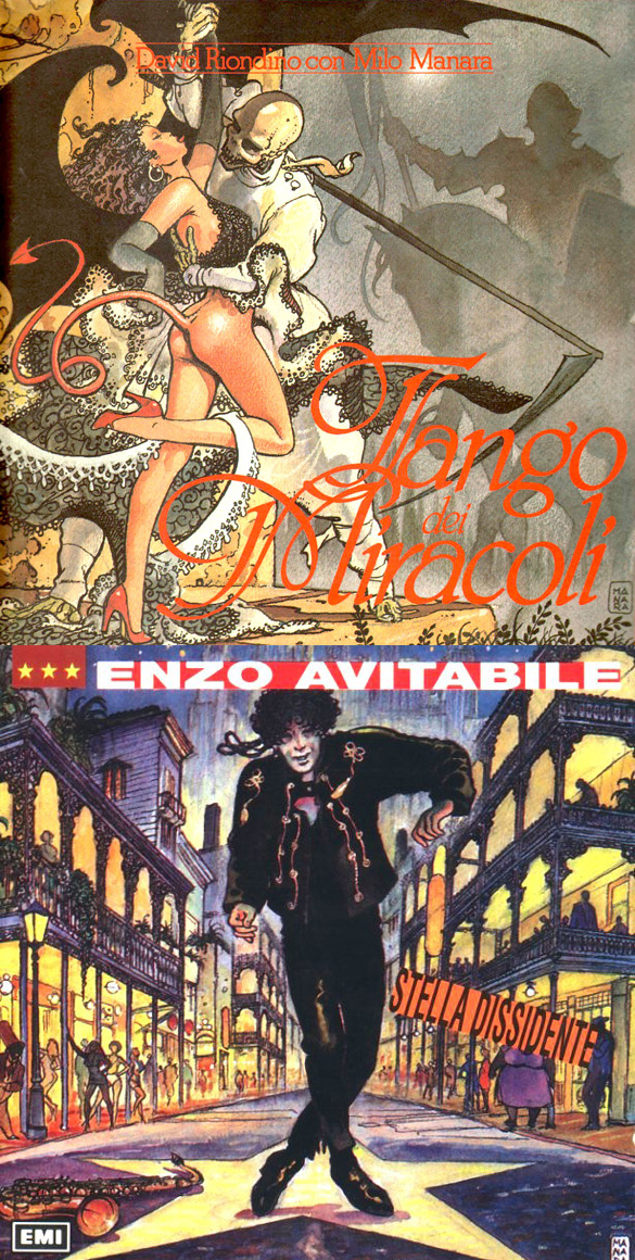 Okładki Milo Manary do płyt Davida Riondino "Tango dei miracoli" i Enzo Avitabile'a "Stella dissidente".